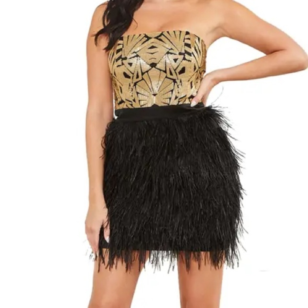 Guess by Marciano Black Feathered Mini Skirt